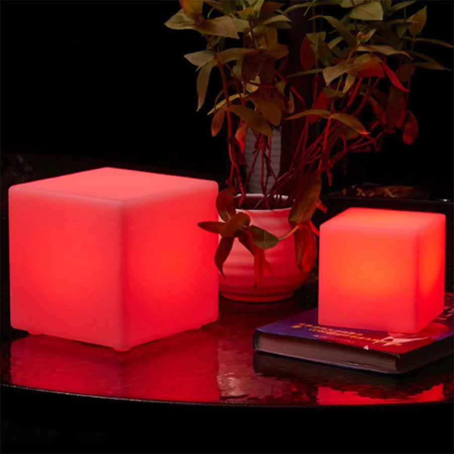 25/30CM LED Table Light PE Plastic Cube Light RGB Wireless Hotel Decoration Light Waterproof Glowing Stool Cube Chair Lights