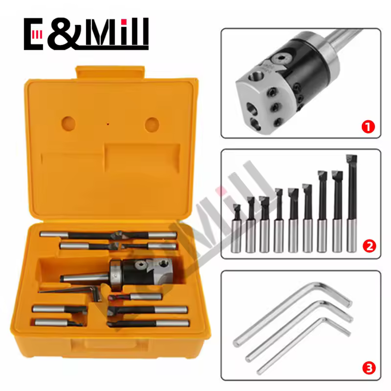 a set MT2 MT3 MT4 C20 C25 BT30 BT40 NT30 NT40 R8 M10 M12 M16 + F1 2 inch 50 Boring head 12mm Boring Bar For Milling Machine Tool - Image 2