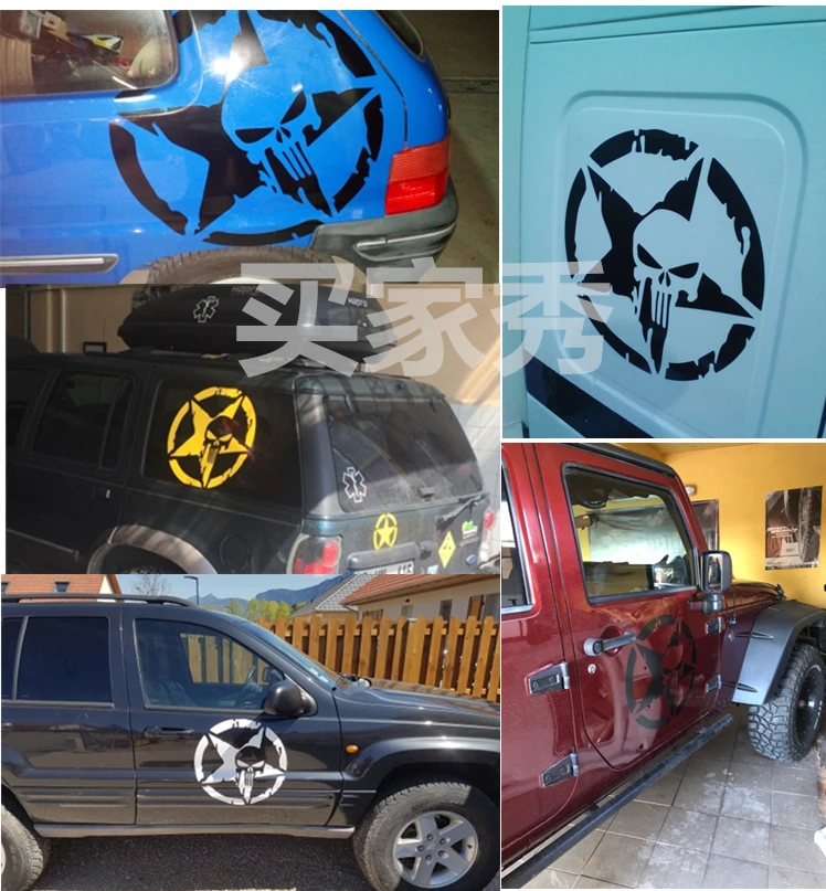 Car Stickers Skulls Five Pointed Stars Reflective Decals For Fuel Tank Tap Trunk Bumper Motorcycle Helmet Laptop iPhone
