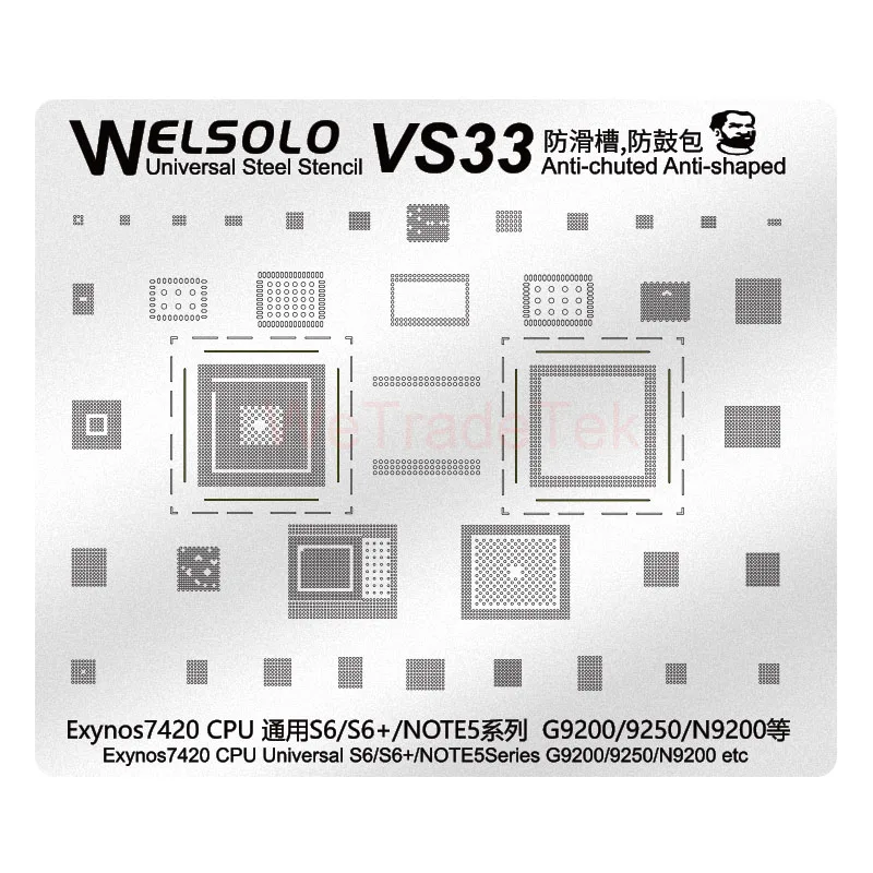 Plantilla mecánica BGA Reballing para Samsung S9 + S9 S8 + S8 S7 S6 + S6 J7 J6 Series, placa base, reparación de CPU, plantilla de Reballing de estaño