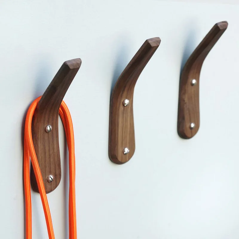 1Pc Black Walnut Coat Hook Multi Functional Wall Decoration Hooks Clothes Key Hanger Towel Rack Kitchen Single Organizer Hangers