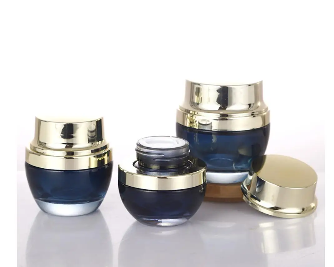 50G dark blue glass jar pot tin bottle day night cream/art nail/essence/gel/moisturizer/face mask/gel skin care pot packing