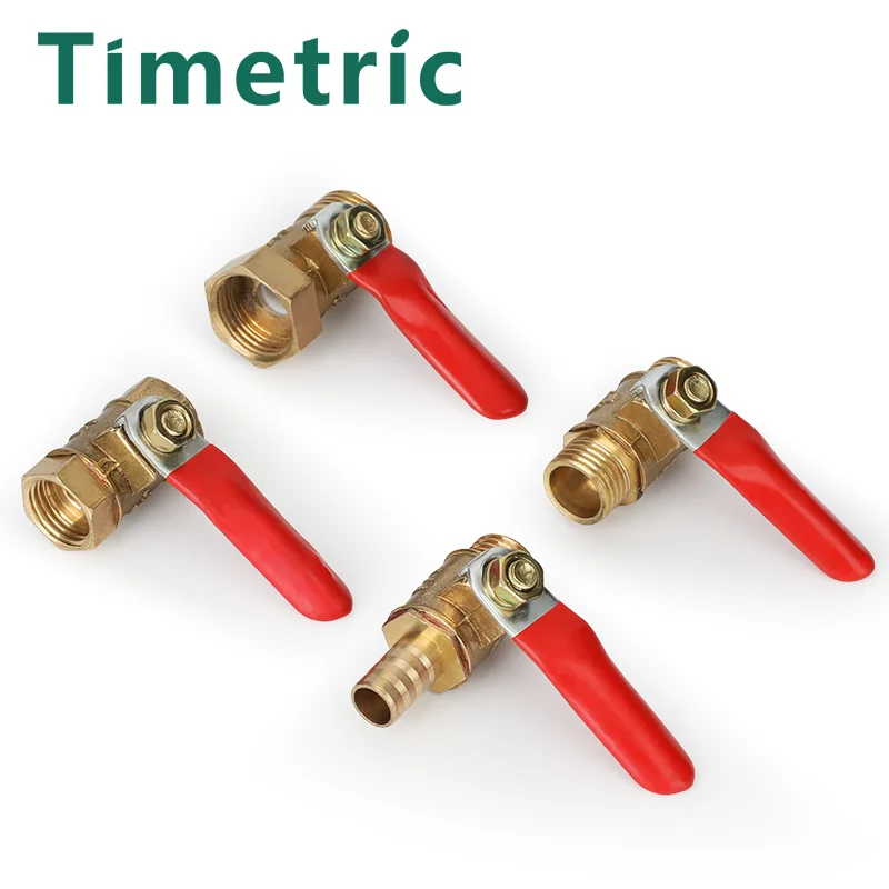 Red Handle ball Valve Hose Barb Embedded Brass Water, Oil, Air, Gas Fuel Line Closing Ball Valve Pipe Fittings The Green Handle