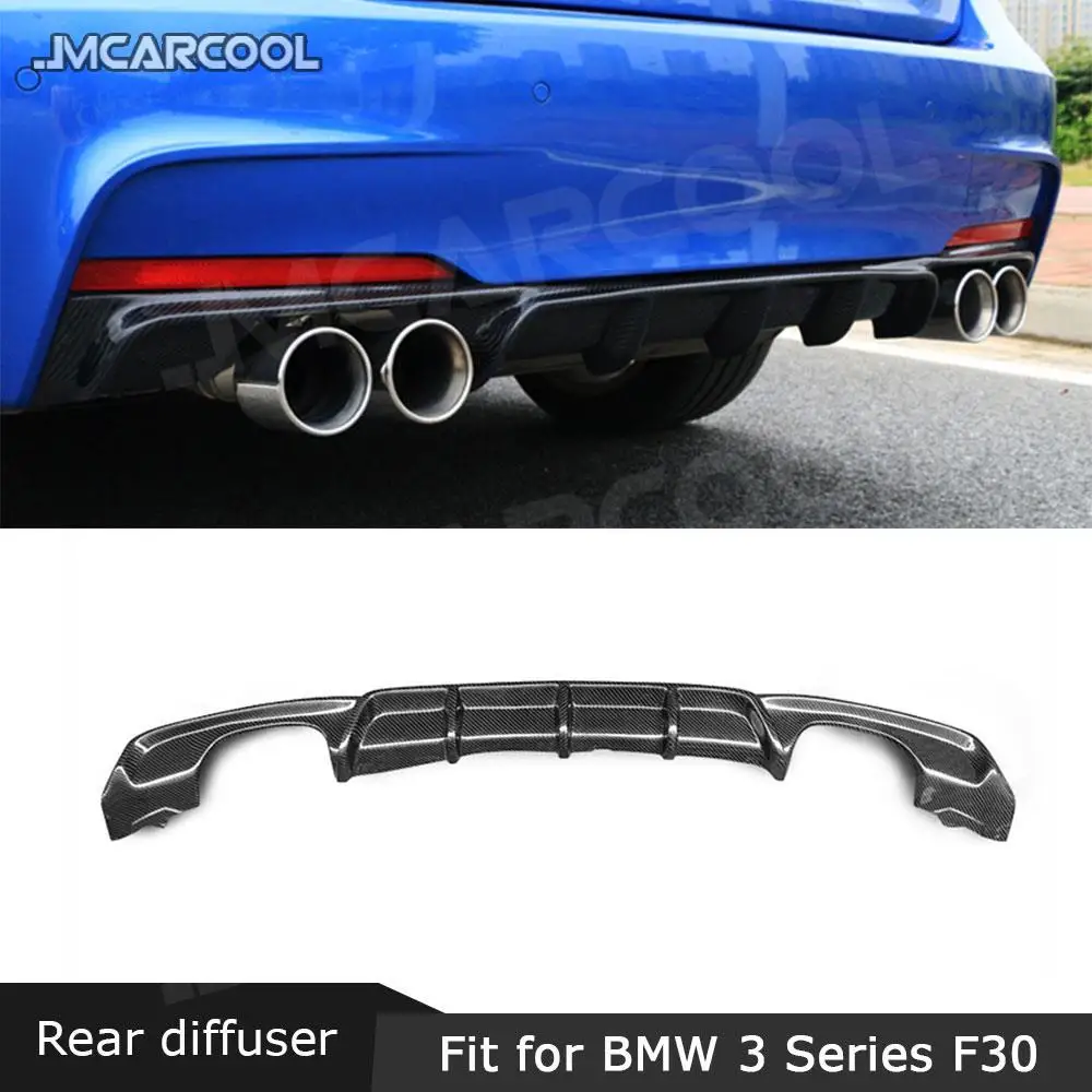 

PP Carbon Look Material Rear Bumper Lip Diffuser Spoiler for BMW F30 F35 320i 328i M-sport 2012-2018 Fins Shark Style