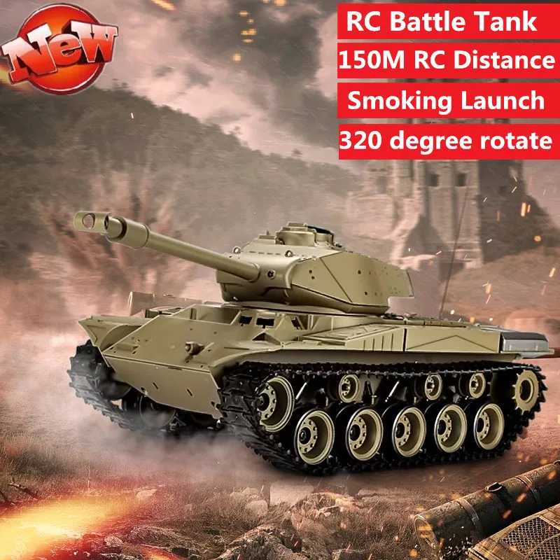 High Simulation M41A3 2.4G 1:16 RC Battle Tank Toy Model Can Launch Smoking up down Rotate Rmeonte Control Tank Kid toy gifts to