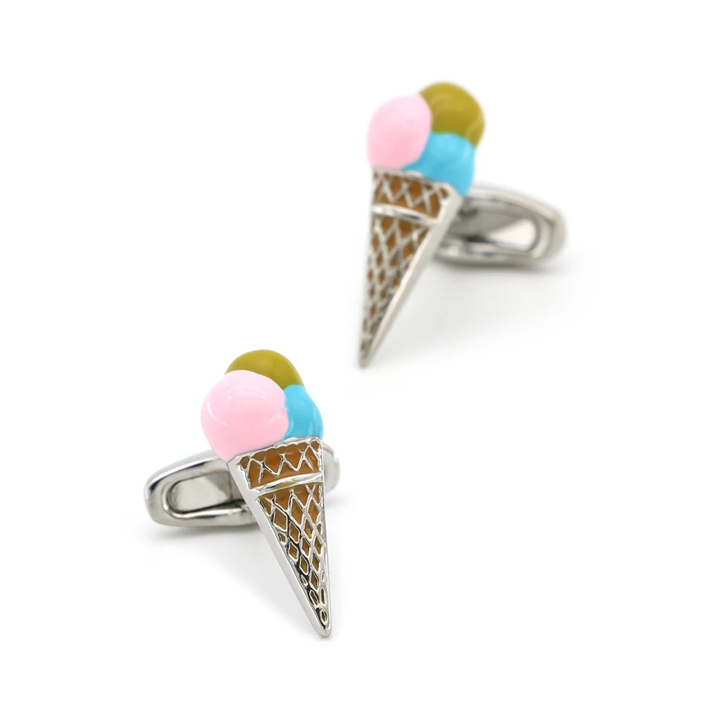 Men's Ice Cream Cufflinks Novelty Food Design Muti-color Brass Cuff Links Wholesale & Retail