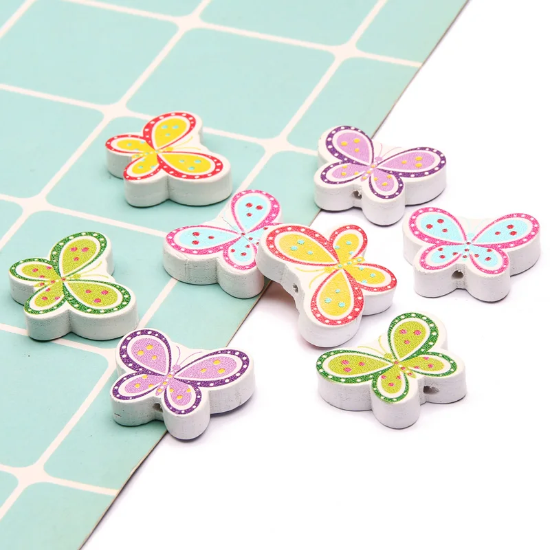 20pcs 20x25mm Cartoons Butterfly Shape Wood Beads Loose Spacer Beads For Jewelry Making Diy Bracelet Necklace Finding