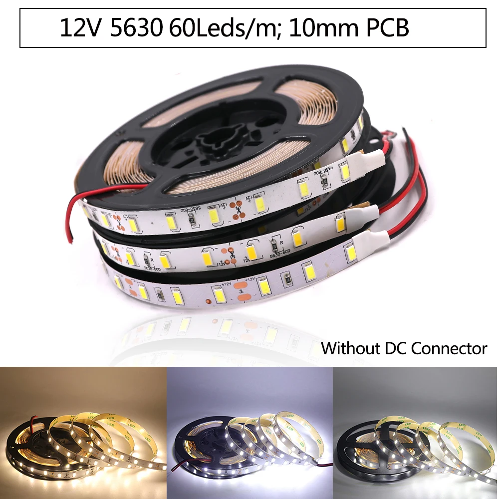 1m 2m 3m 4m 5m 50cm taśma Led DC12V SMD 5630 5730 listwa oświetleniowa Led 120 leds/m elastyczna wodoodporna taśma LED Light Warm White White