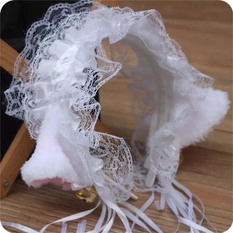 Gothic Lolita Maid Cat Ear Headband Japanese Korea Soft Lace Ribbon fasce Anime accessori Cosplay