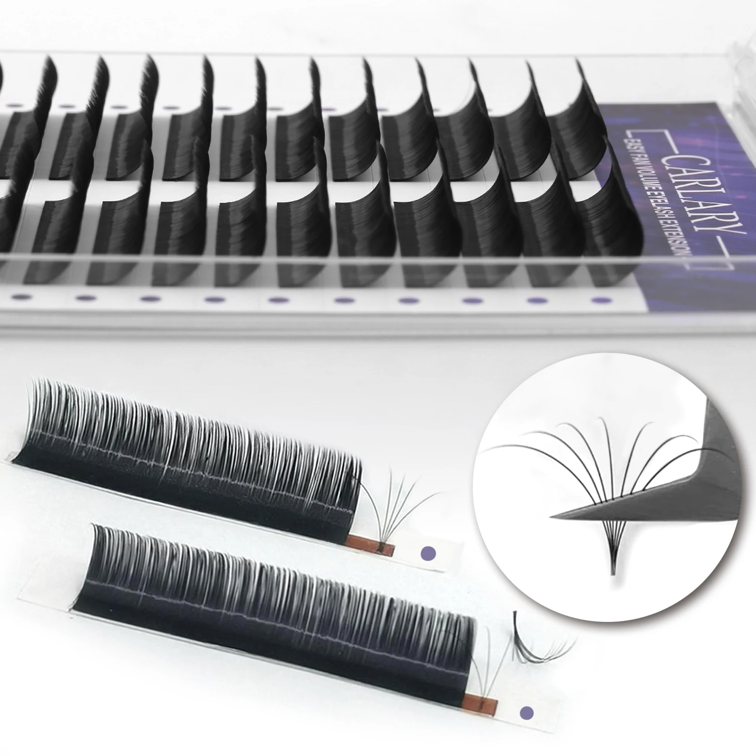 Easy Scalloped Individual Eyelash Extensions Fast On Eyes Easy Scalloped Curl Jumbo Scalloped 24 Lines Lashes Bloom Matte Black