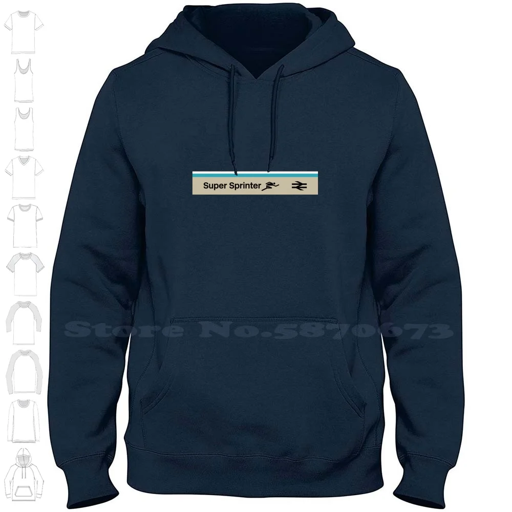 Super Sprinter 100% Cotton Hoodie T-Shirt British Rail Railroad Pacer Bus Express Dmu Icon Super Pendolino Hst Apt Regional