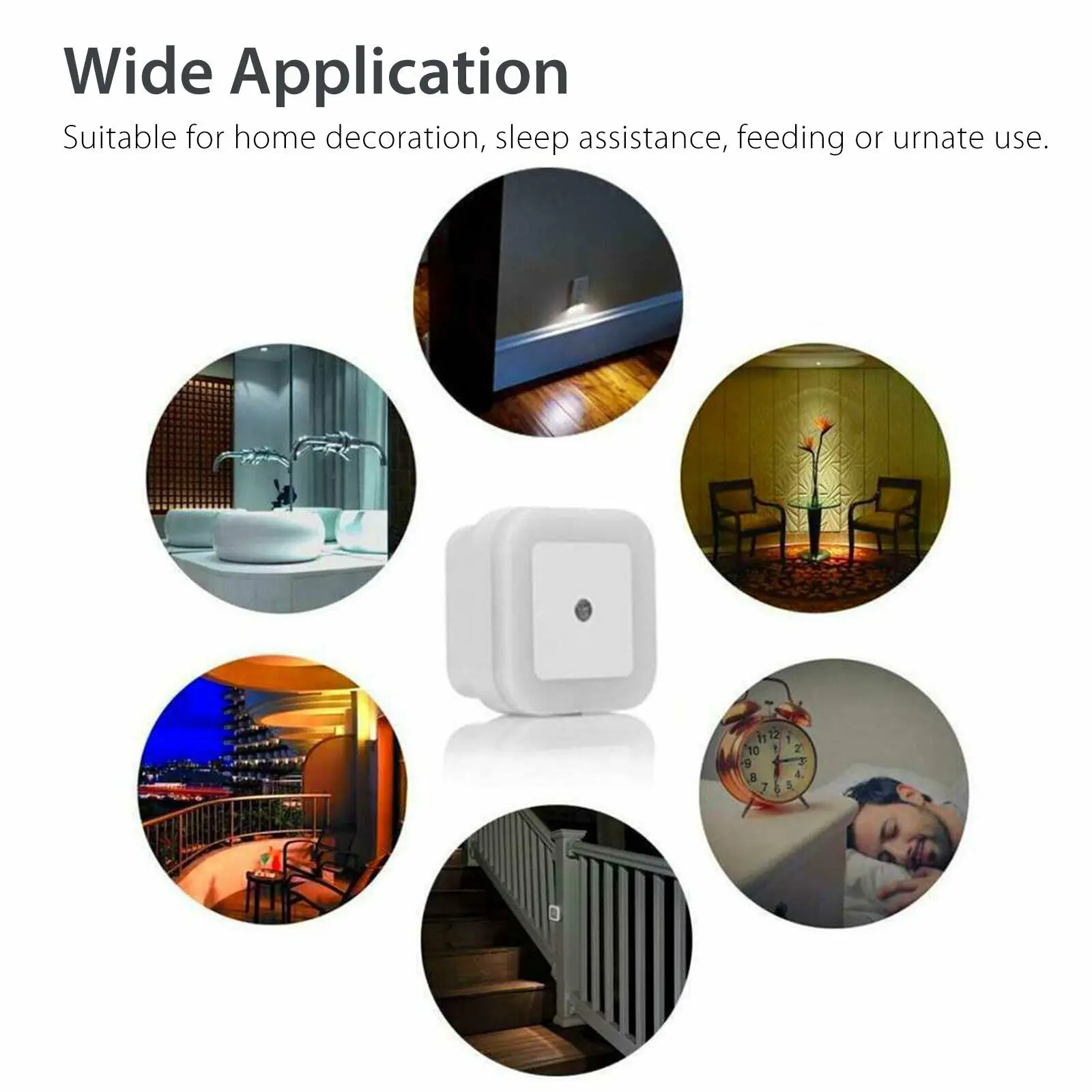 EU/US/UK Plug Mini LED Night Light 110V/220V Square Shape Wall Lamp Sensor Control Energy Saving Light For Room Stairs Corridor