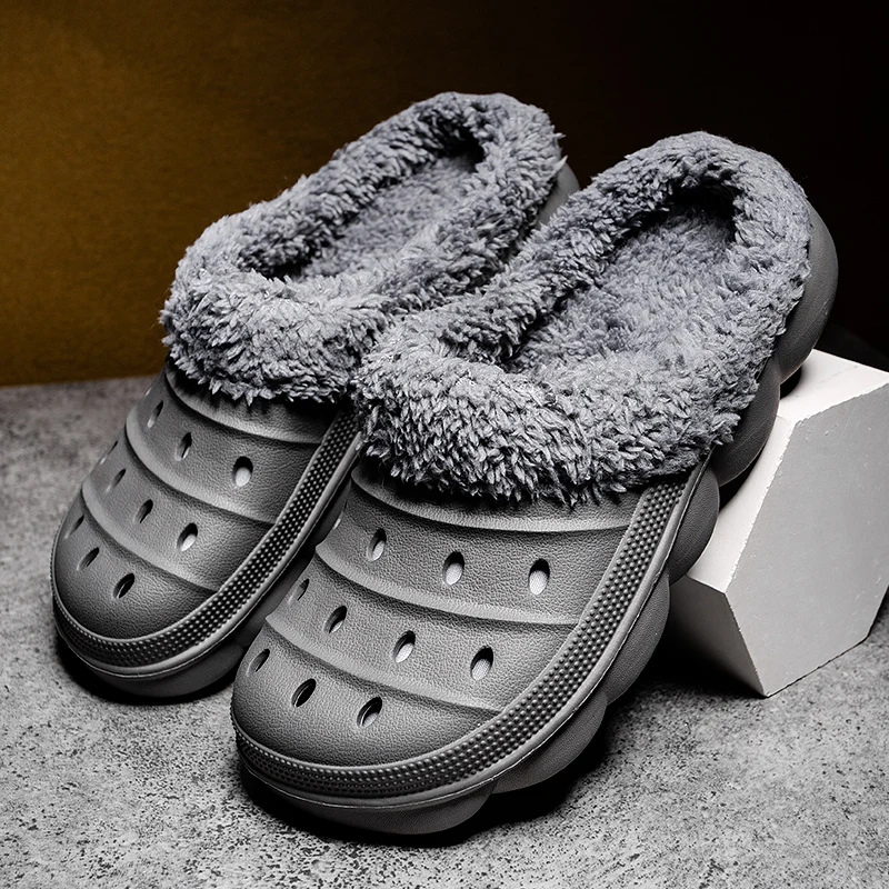 Winter Men Women Slippers Warm Furry Slippers Unisex Concise Indoor Home Cotton Shoes Men Casual Fluff Slides Plush Fur Clogs 45