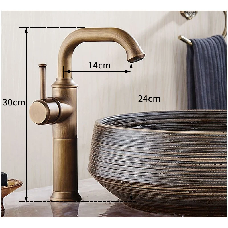 Basin Faucets Antique Brass Faucet Bathroom With Single Handle Vintage Deck Mount Torneiras Hot Cold Bath Mixer Water Tap 58800