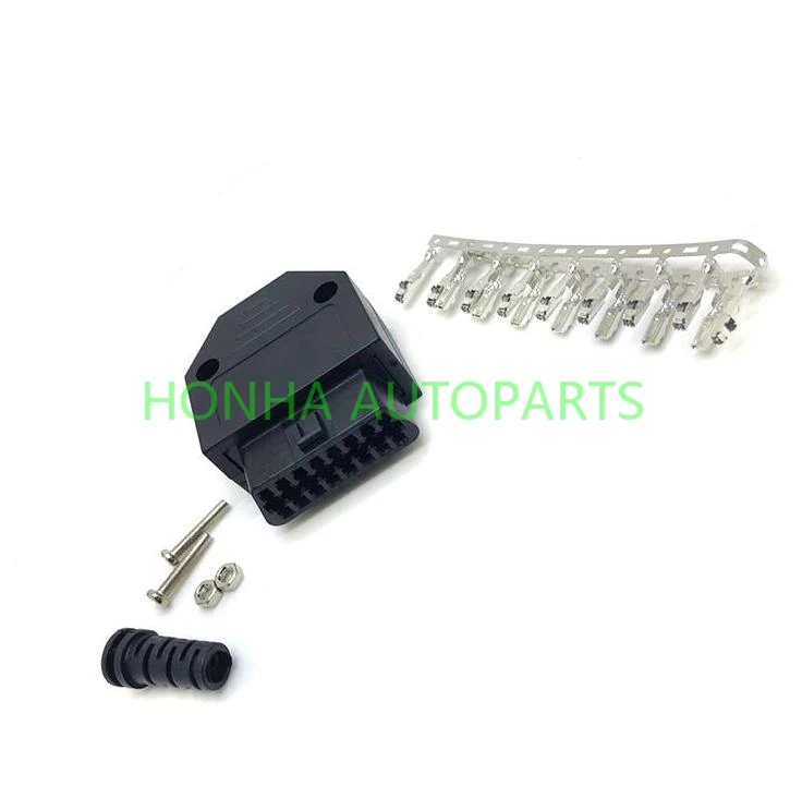 OBDII OBD2 16Pin Female Connector OBD II Female Plug Adapter OBD 2 Connector With Enclosure  OBD plug + case + terminal + screw