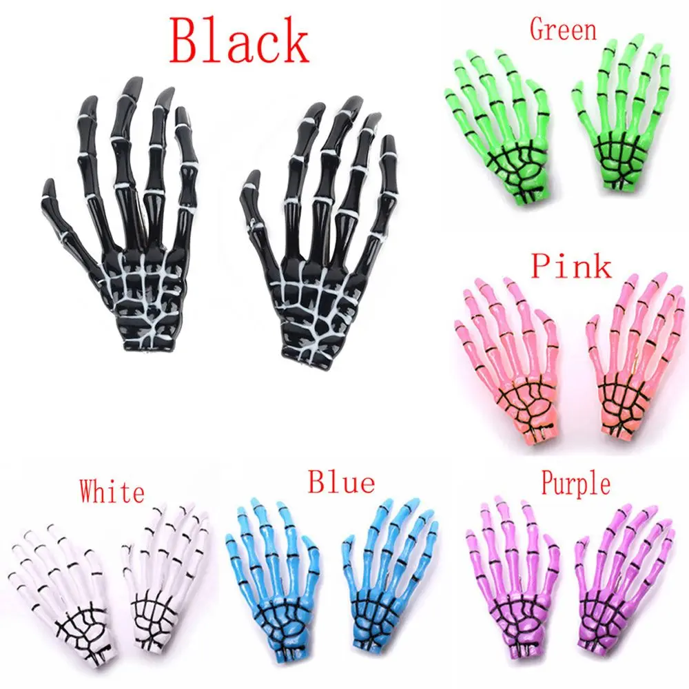 2 PCS/SET New Skull Hand Bone Hairpin Gripper Ghost Skeleton Hair Clips Hairclips Bone Claw Hair Accessories