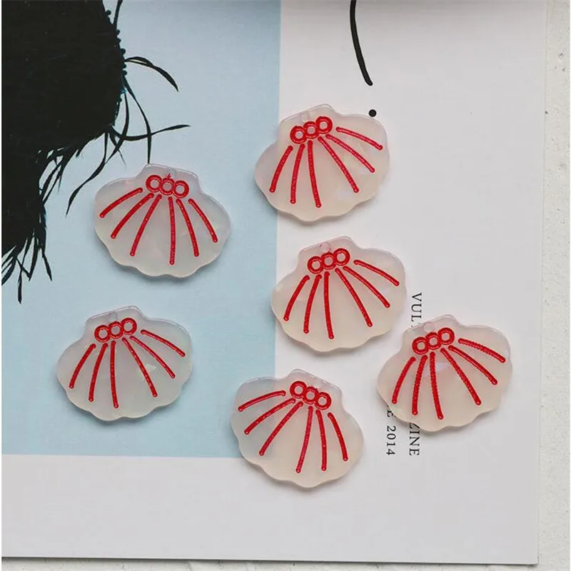 

2020 Spring style 50pcs/lot line core cartoon scallop shape acrylic beads diy jewelry earring/garment accessory