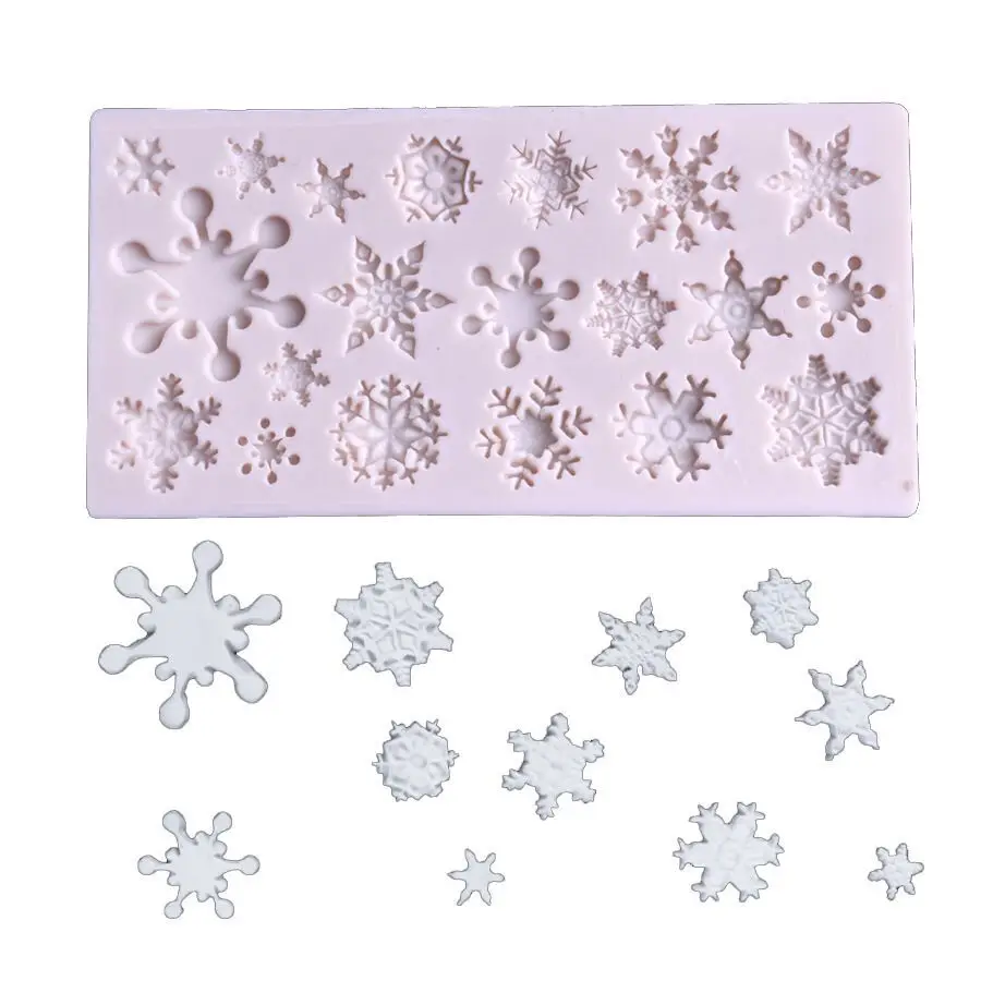 1PCS Snowflake Shape Cake Mold Silicone Snow Fondant Mold Sugar Craft Cake Tool Snow Fondant Christmas Winter Decor