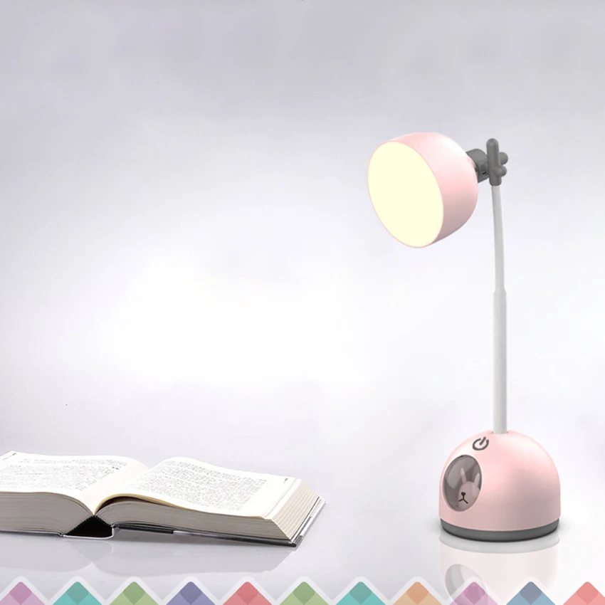 Lampada da tavolo a LED per cartoni animati lampade da tavolo per la cura degli occhi, lampada da ufficio dimmerabile con porta di ricarica USB, controllo Touch, 3 modalità di colore