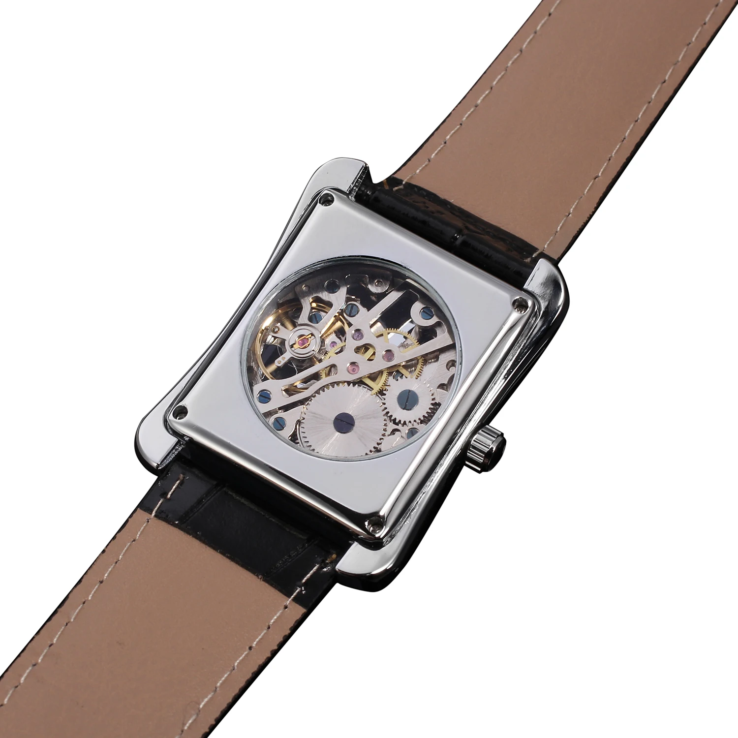 T-WINNER Watch Rectangular mechanical Watch Men's Watch Gold Belt Wrist Watch Hollow hand Mechanical watch