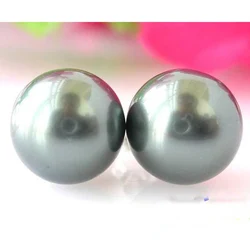 New Arrival Favorite Natural Pearl Earring 12mm Round Black South Sea Shell Pearl Silver Stud Earring Perfect Fine Women Gift