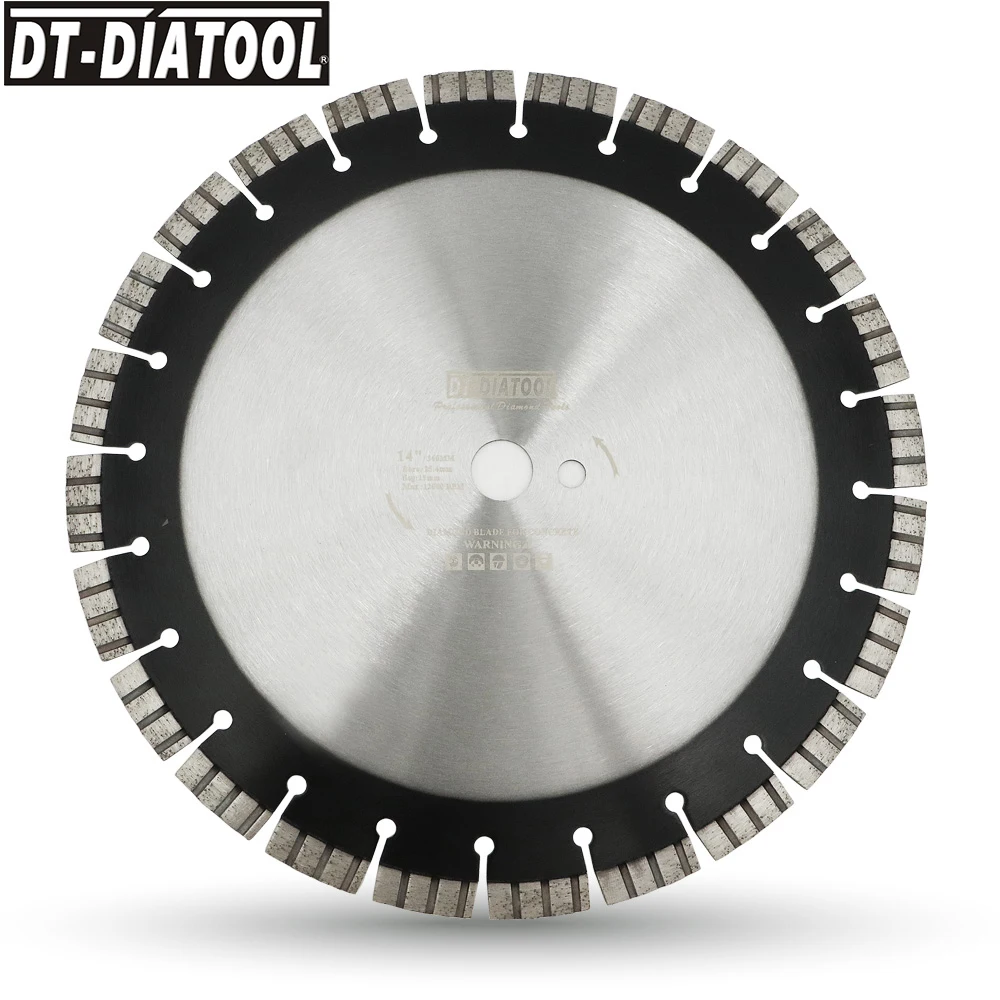 DT-DIATOOL Dia 14 inch 24-Teeth Laser Welded Diamond Turbo Segmented Saw Blade Professional Reinforced Concrete Cutting Disc