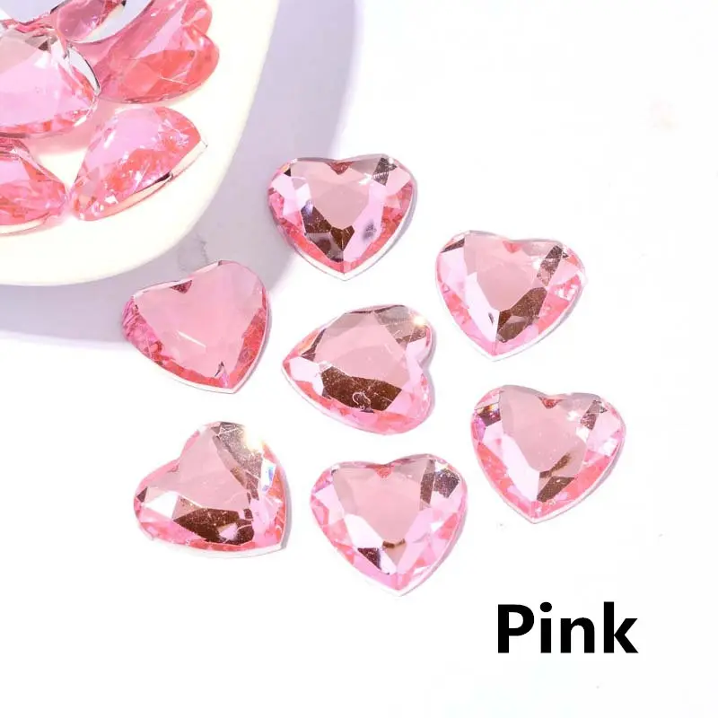 80PCS Acrylic Peach Heart Flat Drill 12mm DIY Handmade Mobile Phone Shoe Material Toy Decoration Sticker Diamond Accessories