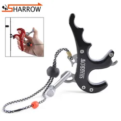 SHARROW 4 Finger Aluminum Alloy Release Aid Compound Bow and Arrow Shooting Thumb Trigger Release Archery Hunting Accessories