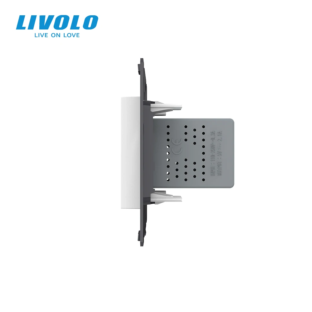 Livolo White Plastic Materials , Power Socket , EU  Standard DIY Parts, Function Key for USB Socket,VL-C7-1USB-11