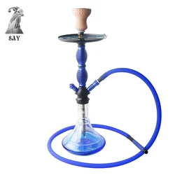 SY High Quality Glass Hookah Shisha Chicha Full Set With Silicone Hose Pipe For Smoking Shisha Narguile 3 Colors