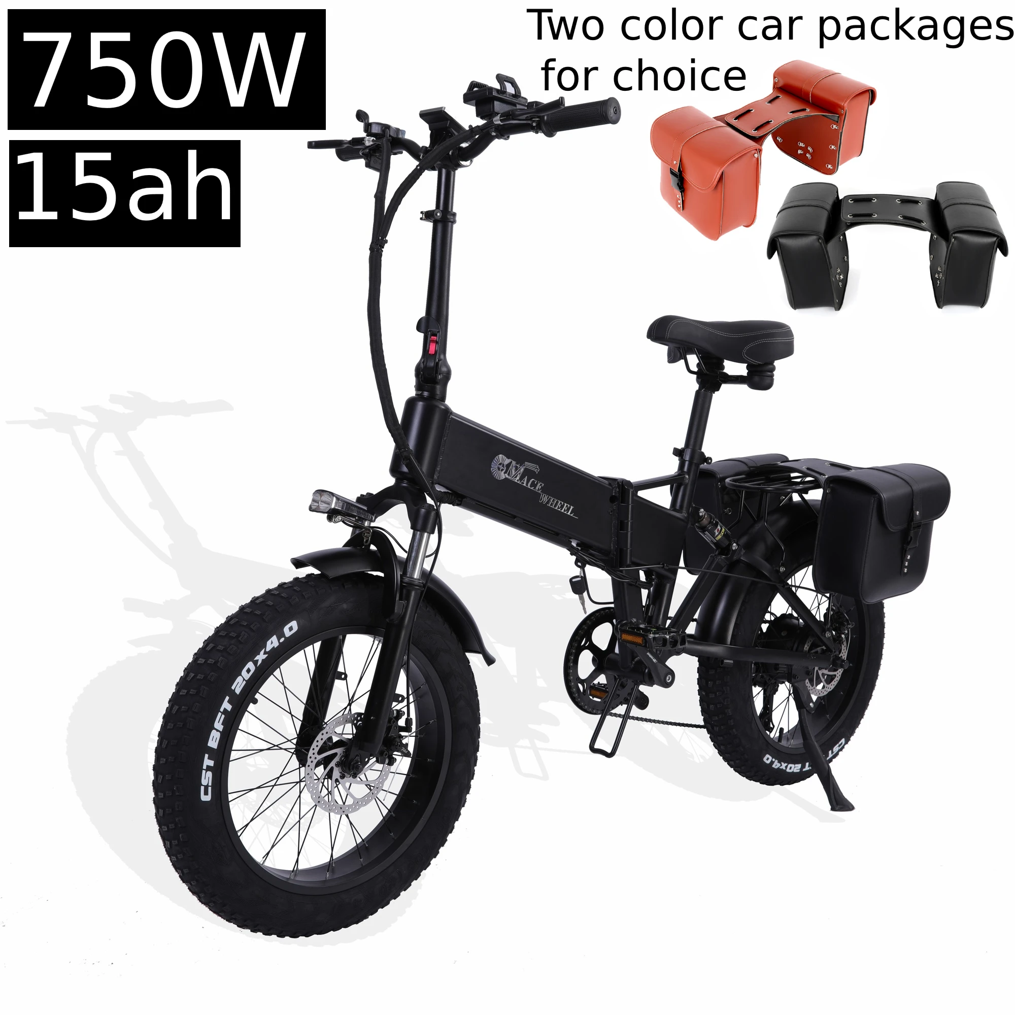 

(EU Stock) RX20 folding bike Electric Bike Men's Ebike 20 inch 15AH Inside Battery 750W Fat Tires folding bikes for adults