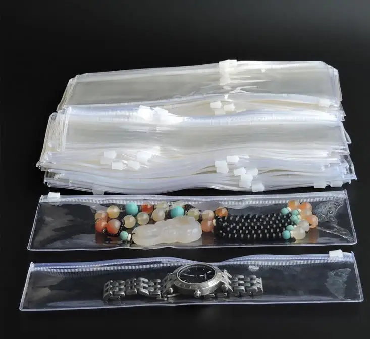 300pcs Clear PVC Bags Zipper Plastic Jewelry Packaging Jewelry Display Watch Pouches Storage Case Bag SN3774