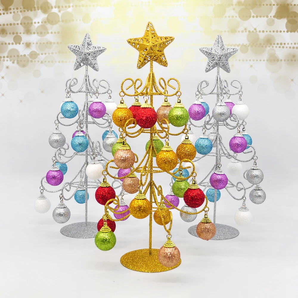 Decoração de árvore de ferro com presente para crianças, decoração de árvore de ferro com bolas, torre, casamento, natal