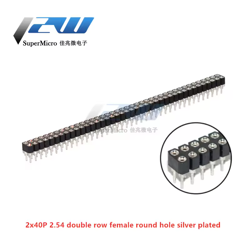 5 Pcs Round Hole Pin Header 2.0MM/2.54MM Pitch Row Female/Male, Single Row 1x40P Row 2x40P Double Row Pin Round Pin Gold Plated - Image 11