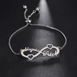 Sipuris Infinity nome personalizzato bracciale catena regolabile in acciaio inossidabile bracciale personalizzato per regali di gioielli moda donna