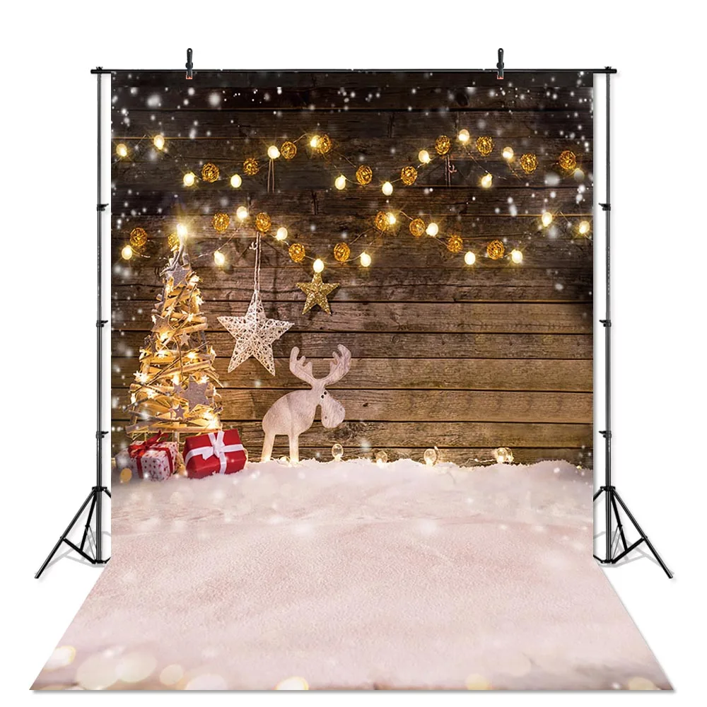 Christmas Photography Backdrops Winter Snowflake Rustic Wooden Floor Children Portrait Background Photo Studio Photoshoot Props