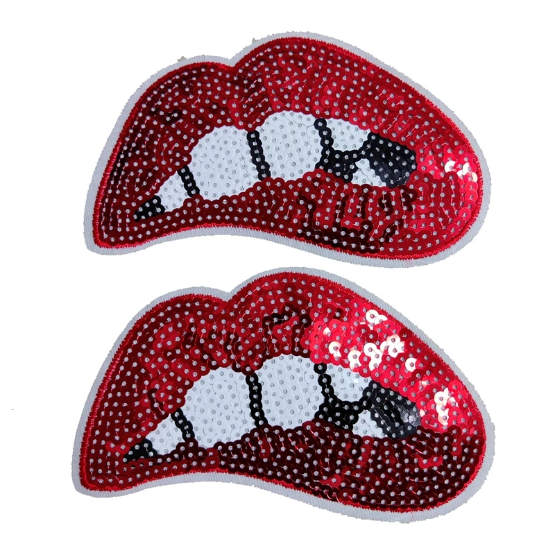 

RED SEQUINED 3D LIPS IRON ON PATCHES FOR CLOTHING DIY APPLIQUE SMALL BADGES LIPS SEWING ACCESSORY PATCHES LADY CLOTHING DIY MAKE