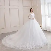 Best Selling 2024 Long Sleeve V Neck Lace Wedding Dress 2026 Vintage Bride Bridal Ball Gown Modest Wedding Dresses  Customized