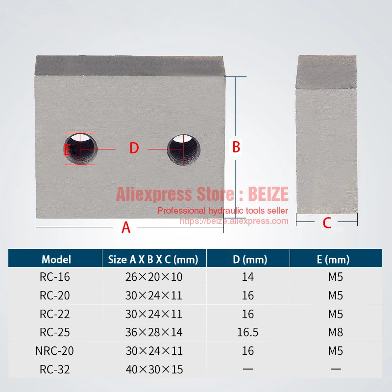 Electric Hydraulic Steel Bar Cutter Accessories Blade For RC-16/RC-20/RC-22/RC-25/RC-28/RC-32