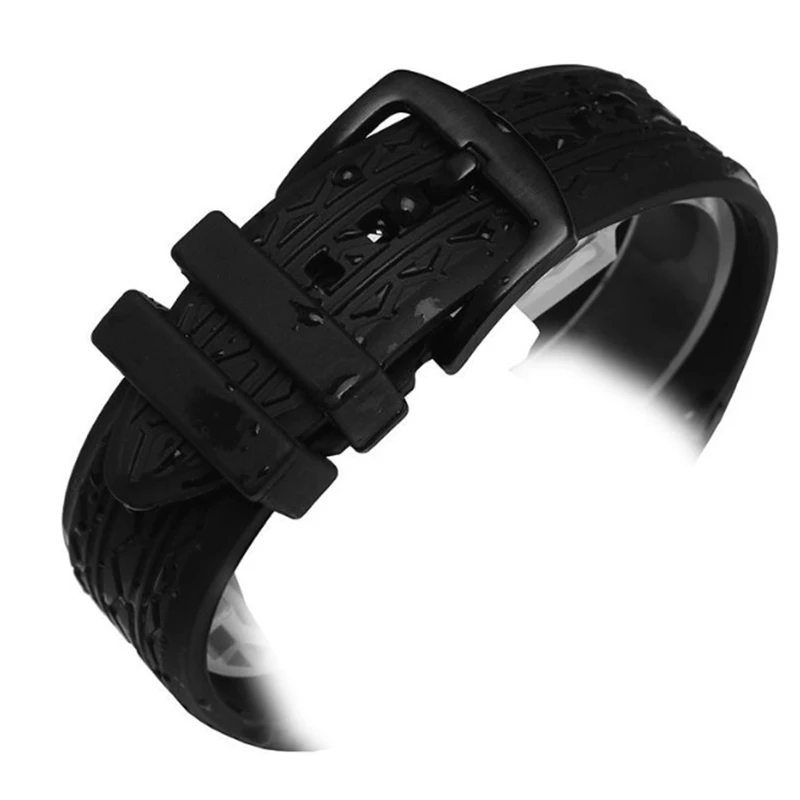 High-end 24mm black silicone strap for bracelet Porsche design p6612 watch strap watchbands belt Wristband Replacement belt