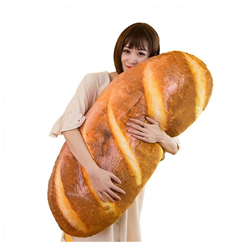 Funny 3D Simulation Snack Bread Shape Pillow Soft Lumbar Cushion Plush Stuffed Toy Oblong Pillow Unique Gift For Friends