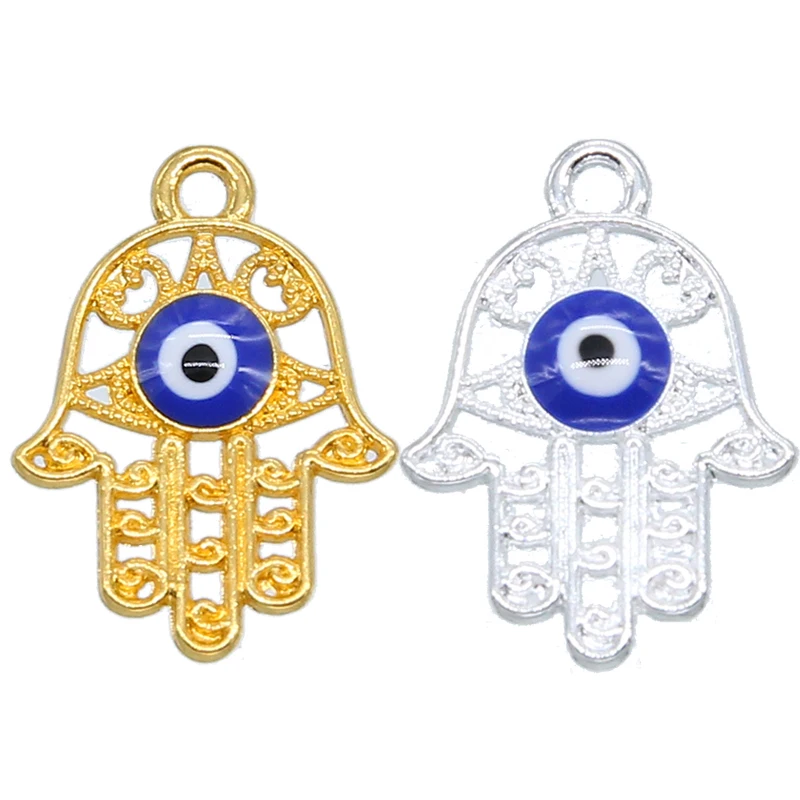 6pcs Fatima Hand Pendant Evil Eye Charm Bracelet Enamel Accessories Charm DIY Jewelry Accessories Earrings Necklace Pendant Find