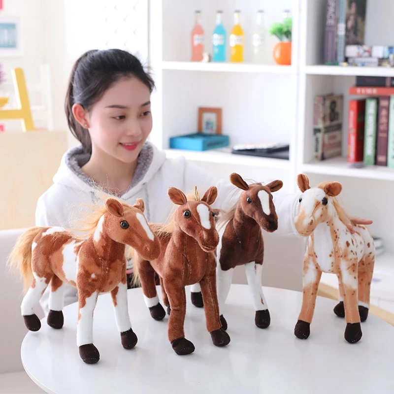 30-90cm 4 Styles Simulation Horse Plush Toy Stuffed Lifelike Animal Doll Baby Kids Gift Home Shop Decor Triver High Quality Toy