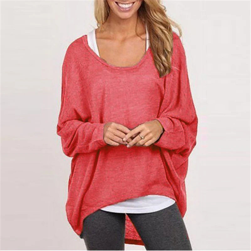 Blusa informal de algodón para mujer, Jersey holgado de manga larga con dobladillo Irregular, WX01, novedad de otoño