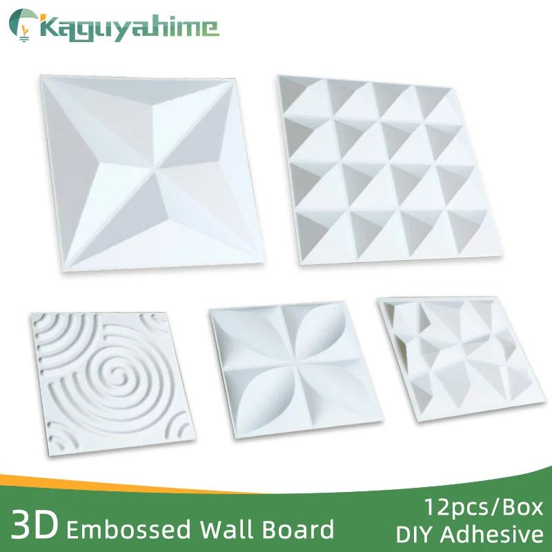 

Kaguyahime 12pcs/lot 15styles 3D Adhesive 3D Wall Panels Decor Background Wall Sticker Hard PVC Embossed Stereoscopic Wall Board