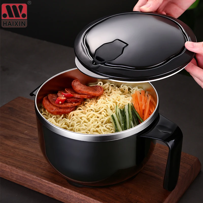 

2021 Large Capacity 304 Stainless Steel Instant Noodle Bowl Lunch Box With Lid Food Cup Salad Children Japanese Spoon Chopsticks