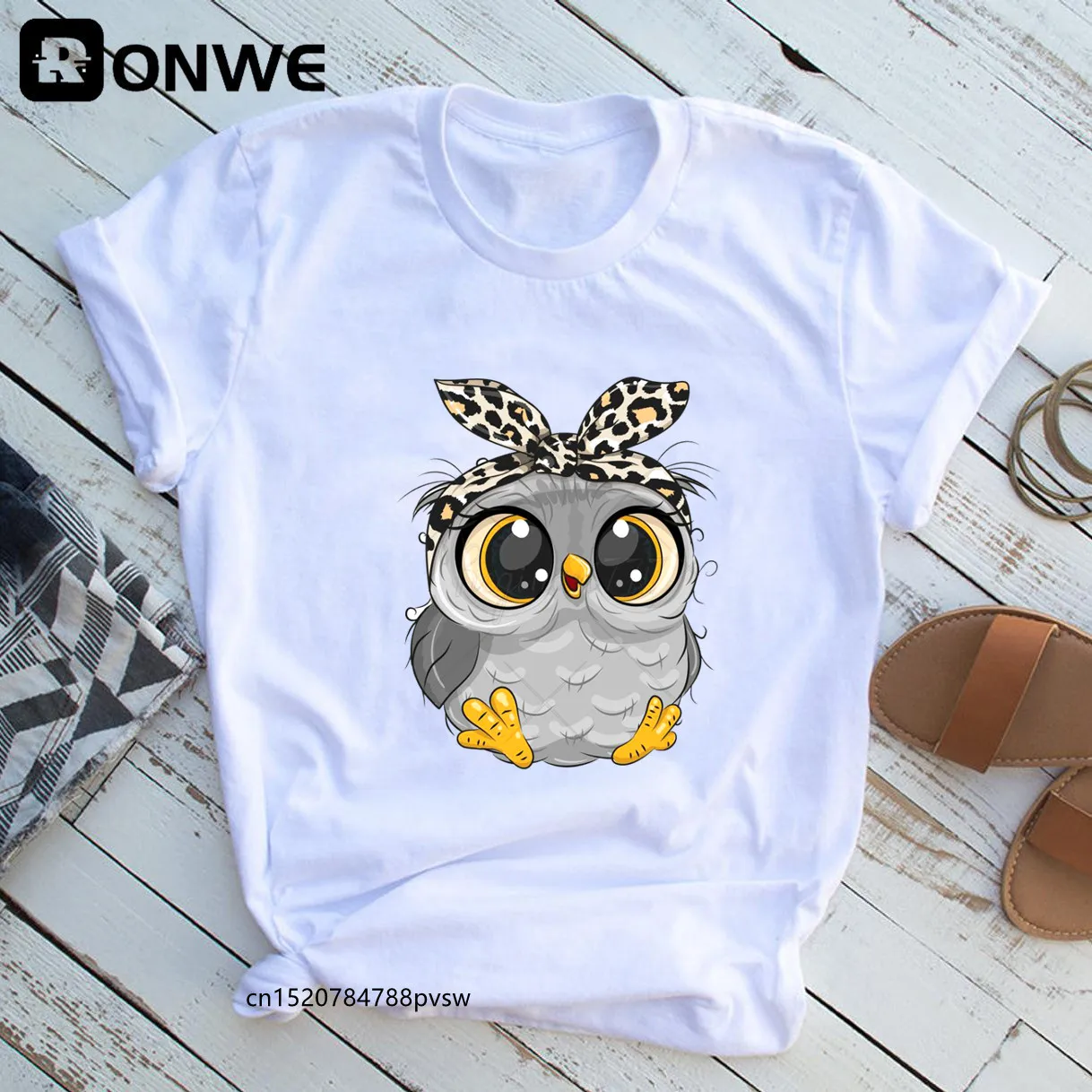 Fashion Trend Cute Owl Graphic Printed Female T shirt Casual Harajuku Crew Neck Ladies Tshirt,Drop Ship