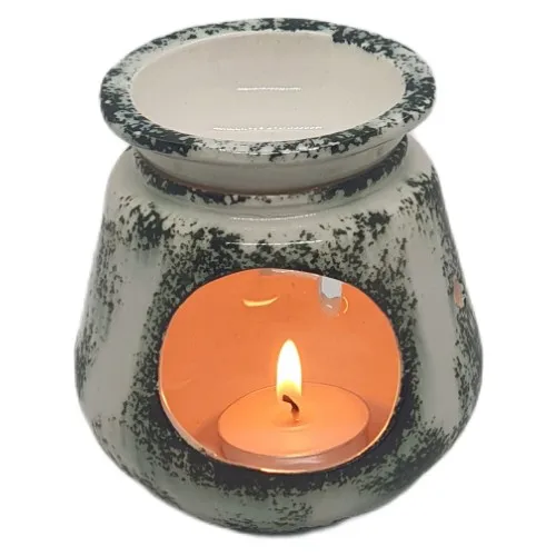 Specialized Green White Ceramic Pine Tree Motif Candle Holder censer