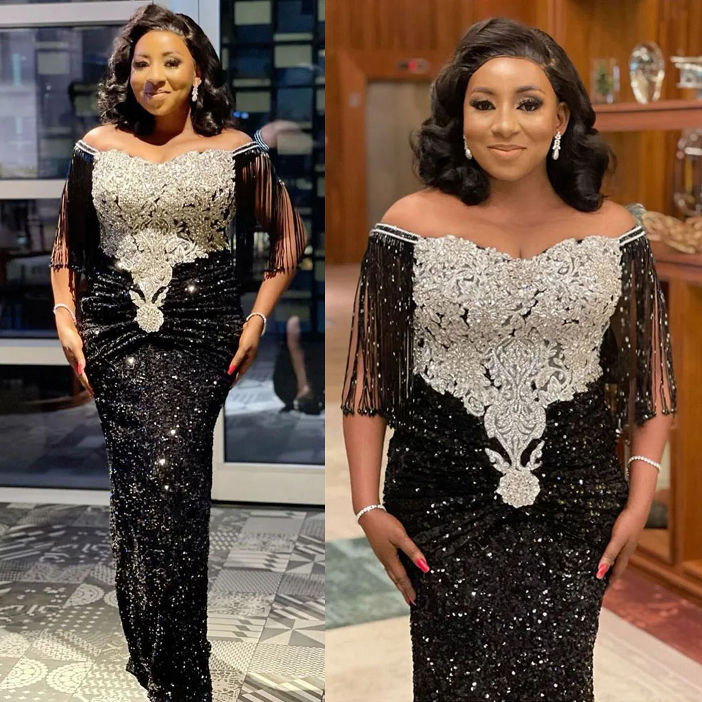 

African Wedding Dresses for Women Tassel Sequin Evening Party Bodycon Dress Moroccan Kaftan Abaya Dubai Gown Ankara Dashiki Robe
