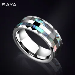 Çift Tungsten yüzük kakma kişiselleştirilmiş kabuk düğün nişan için, erkek ve kadın için takı, özelleştirilmiş
